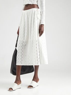Vero Moda White Eyelet Midi Skirt with Side Tie